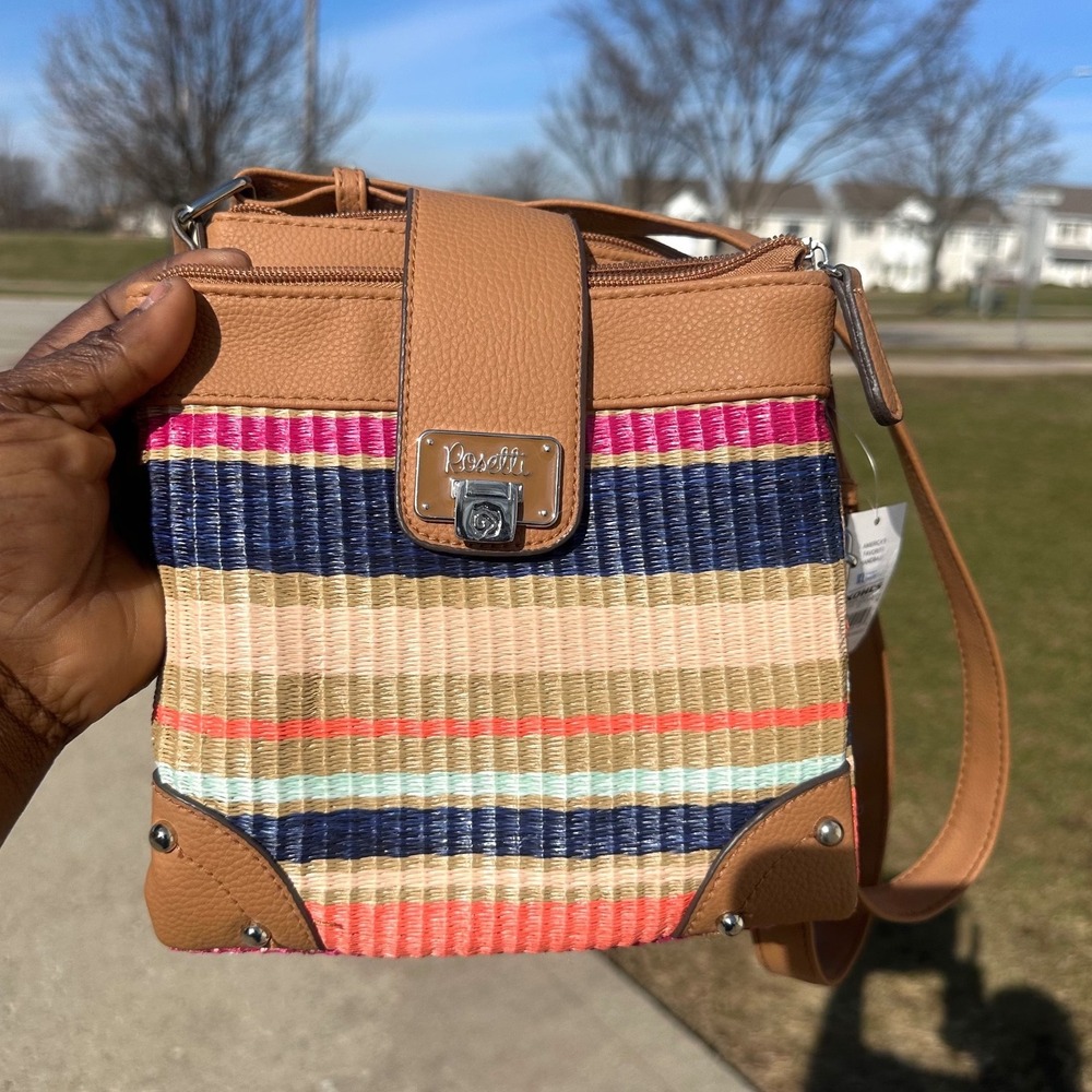 Rosetti Women's Bungalow Multi Double Time Faux Leather/Woven Crossbody Bag NWT - Picture 6 of 11